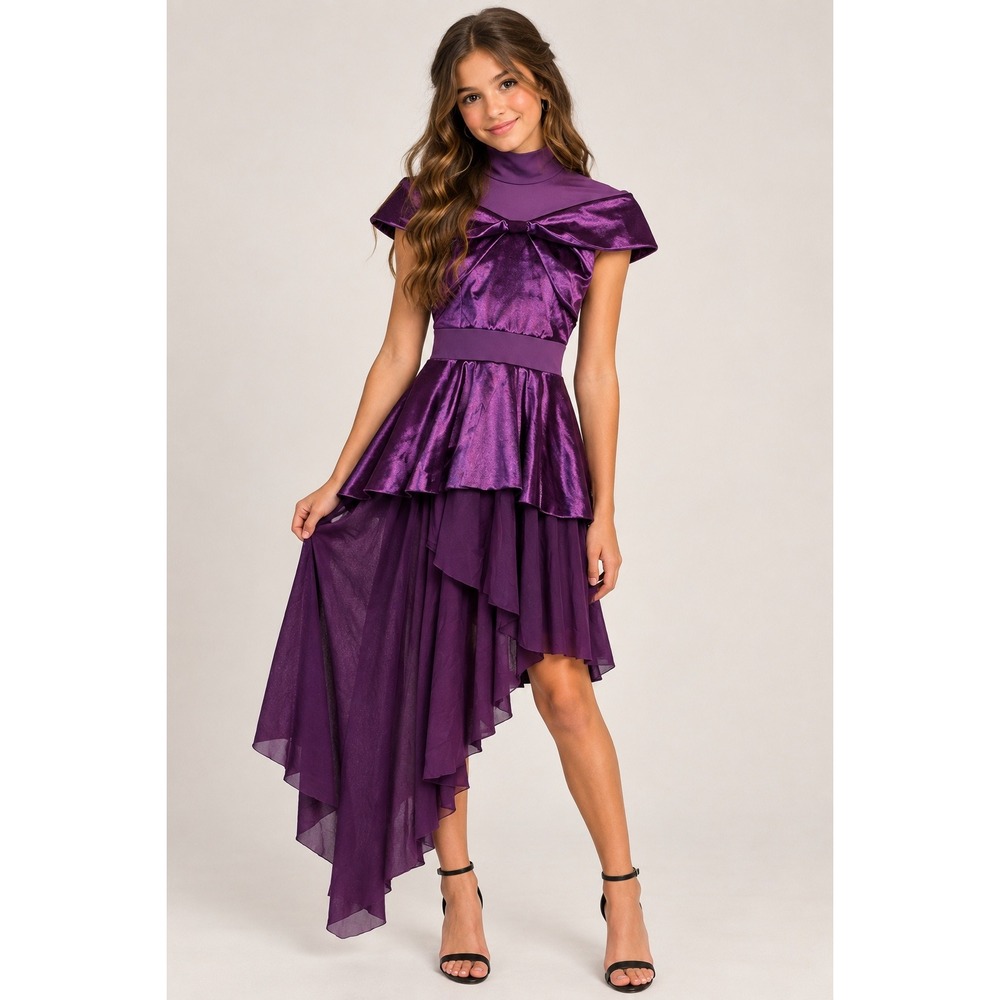 Weissman Halloween Purple Metallic Lyrical Dance Costume Asymmetrical Skirt SA